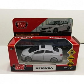 Машина металлическая Honda Civic, 12 см, открываются двери, инерционная, белая (Технопарк, CIVIC-WT)