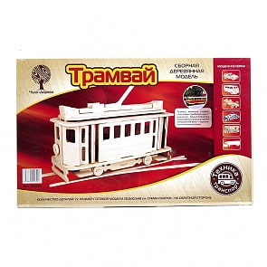 Модель деревянная сборная - Московский трамвай (Wooden Toys, 80005)