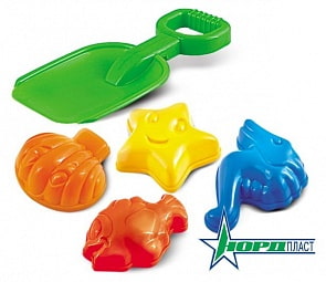 Набор для песка №31, лопата 36 см, формочки Морские 4 штуки (Нордпласт, Н-431731)