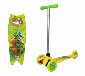 Трехколесный самокат - Поезд Динозавров, 12,5 и 10 см (1toy, Т59565)