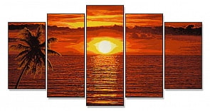 Раскрашивание по номерам – Полиптих Закат на карибах, 132 х 72 см. (Schipper, 9450728)