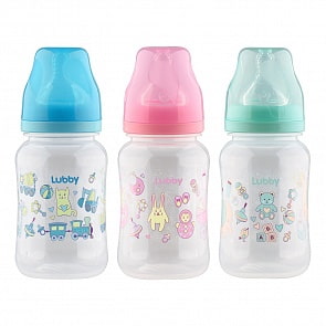 Бутылочка для кормления с соской молочной - Классика, широкое горло, 270 мл (Lubby, 22753/144/12) (ассортимент)