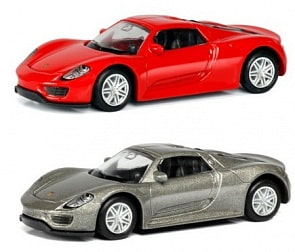 Машина металлическая Porsche 918 Spyder, 1:64, 2 цвета – красный или серый (RMZ City, 344027S)