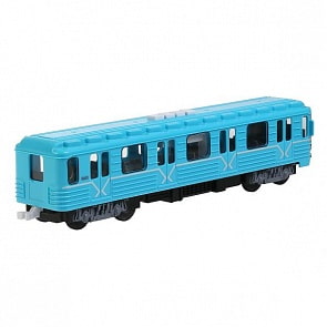 Модель Электровагон свет-звук 30 см 4 кнопки двери открываются инерционная пластиковая (Технопарк, SUBWAY-30PL-BU)