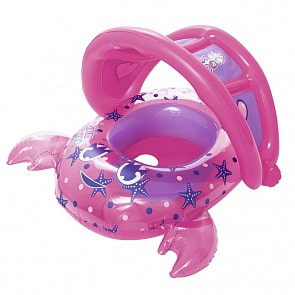 Лодочка с отверстиями для ног и тентом - Крабик, 2 дизайна (Bestway, бв34109)