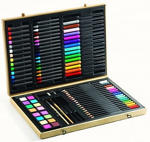 Большой набор для рисования, 80 предметов: карандаши, фломастеры, краски (Djeco, 09750k)