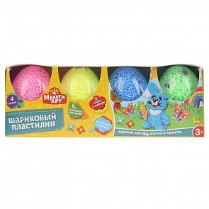 Набор шарикового крупнозернистого незастывающего пластилина 4 цвета в яйцах, глаза (MultiArt, S1045S-4PD)