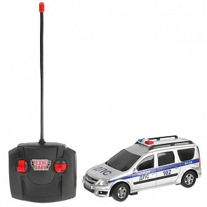 Машина р/у Полиция Lada Largus 18 см со светом серебристый (Технопарк, LADALARGUS-18LPOL-GY)