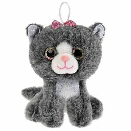 Игрушка мягкая - Кошка с бантиком, 15 см 