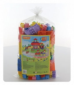Конструктор Строитель, 273 элемента в пакете (Полесье, 36131)