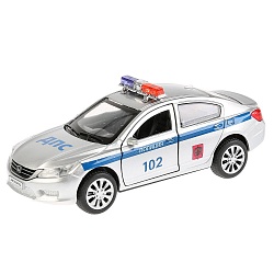 Машина металлическая Honda Accord Полиция 12 см, открываются двери, инерционная (Технопарк, ACCORD-P) - миниатюра