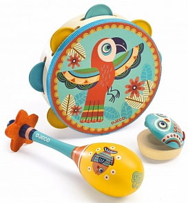 Набор музыкальных инструментов - маракас, кастаньет, бубен (Djeco, 06016k)