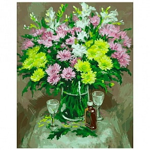 Раскраски по номерам - Картина «Осенние хризантемы», 40 х 50 см. (Белоснежка, 067-АВ)