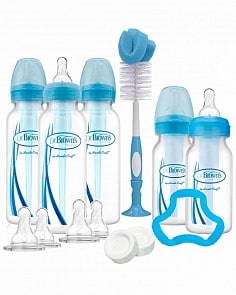 Набор из 5 противоколиковых бутылочек с узким горлышком, 250/120 мл, синий (DrBrowns, SB05405)