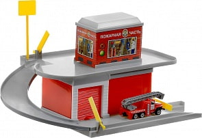 Гараж- паркинг – Пожарная часть с металлической машинкой 7,5 см. (Технопарк, 2201B-Rsim)