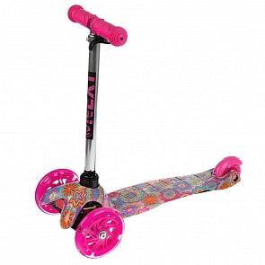 Трехколесный самокат, управление наклоном, светящиеся колеса 12 и 7,6 см (Next, JP-MG-02B-WTP4)