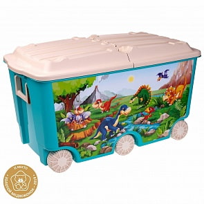 Ящик для игрушек на колесах с декором, 66,5 л, цвет голубой (Бытпласт, 431385102)