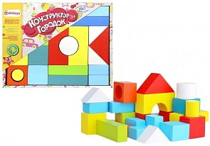 Конструктор деревянный окрашенный, 23 детали (Alatoys, К1601sim)