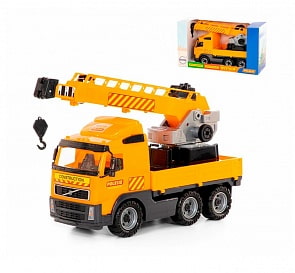 Автомобиль-кран с поворотной платформой – Volvo в коробке (Полесье, 58317) (ассортимент)