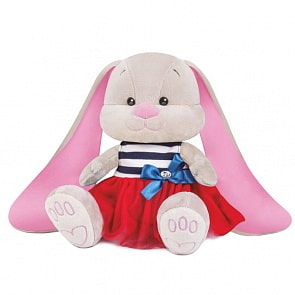 Зайка Jack&Lin - Морячка в сине-красном платье, 25 см (MaxiToys, JL-037-25-KCO)