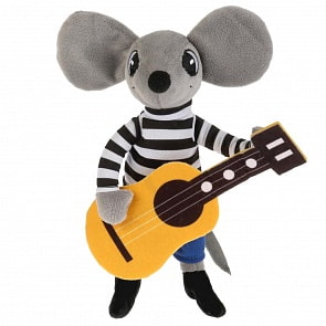 Игрушка мягкая Мышонок с гитарой, 26 см, музыкальный русский чип (Мульти-пульти, F9578-24)
