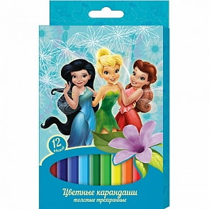 Цветные карандаши толстые Disney «Феи» 12 цветов (Росмэн, 25693ros)