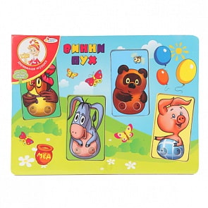 Деревянный игровой набор – пальчиковый театр «Винни Пух» (Играем вместе, PT-VP-002sim)