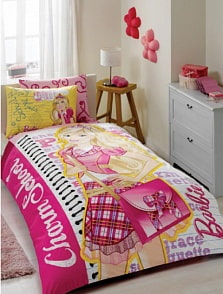 Комплект детского постельного белья, 1,5 спальное - Barbie Charm School (Tac, 7040B-8800001853)
