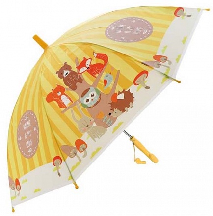 Зонт детский - Лесная семейка, 48 см, свисток, полуавтомат 