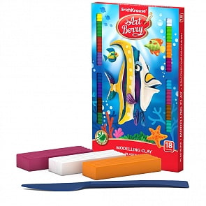 Пластилин ArtBerry с Алоэ Вера, 18 цветов/324 г, со стеком (Erich Krause, 41765EK)