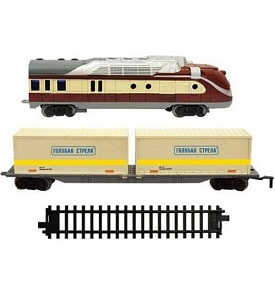 Железная дорога Голубая стрела, тепловоз, контейнерная платформа (Голубая стрела, 2020С)