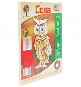 Сборная деревянная модель - Животные – Сова, маленькая (Wooden Toys, 80115)