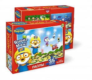 Макси Пазл Пингвиненок Пороро "Полет на одуванчиках" 35 элементов (Origami, 01766or)