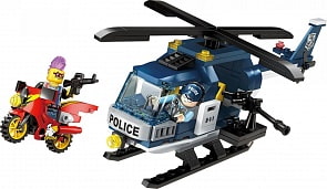 Конструктор - Полиция - Вертолет, с фигурками и аксессуарами, 157 деталей (Enlighten Brick, BRICK1905)