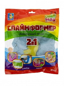 Эластичный песок с 1 формочкой - Слаймформер, голубой, 400 г (1toy, Т16543LВ)