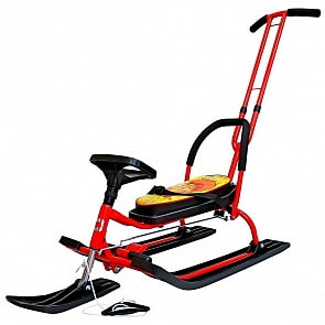 Снегокат с Т-образным толкателем, спинкой и управляемой передней лыжей - 105 Control Animals Белка (Барс, 6998rt)