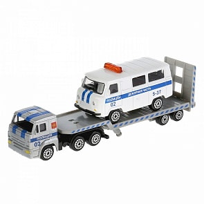 Транспортер МАЗ с машиной, 7,5 см (Технопарк, SB-15-04-5-WB) (ассортимент)