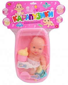 Игровой набор для купания пупса - Карапузики, 9 предметов (ABtoys, PT-00427) 