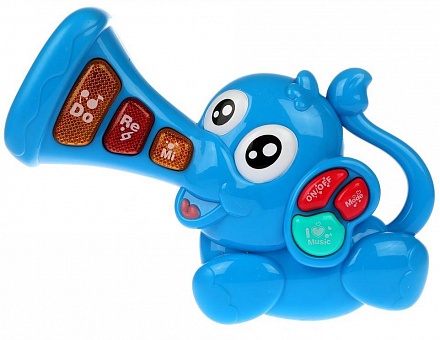 Музыкальная игрушка Слоник со светом, разные цвета  