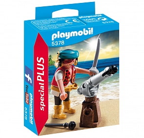 Экстра игровой набор: Пират с пушкой, 10 деталей (Playmobil, 5378pm)