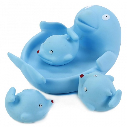 Игрушки для ванной: дельфин-мыльница с 3 дельфинами 