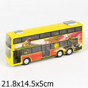 Инерционный экскурсионный автобус "Сафари - в 2 этажа", свет, звук (Технопарк, CT10-054-4sim)