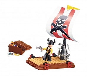 Конструктор – Пират: плот с фигуркой, 64 детали (Sluban, M38-B0277)