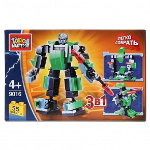Конструктор – Робот 3 в 1, 55 деталей (Город Мастеров, JS-9016-Rsim)