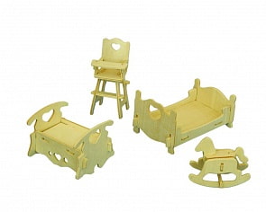 Модель деревянная сборная - Спальня (Wooden Toys, PC010)