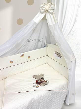 Комплект в кроватку - Мишутка на бревнышке, 6 предметов 