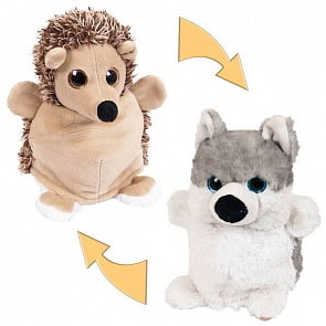 Мягкая игрушка из серии Перевертыши - Хаски/Ежик, 16 см (ABtoys, M5026)