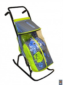 Санки-коляска Снегурочка-2-Р, Собачка, салатовый, серый (RT, 3560RT)