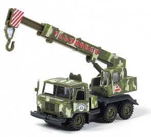 Машина металлическая инерционная -  ГАЗ 66 - Кран Военстрой, со световыми и звуковыми эффектами (Технопарк, CT-1299-PC-3sim)