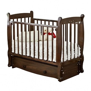 Кровать детская Красная звезда С 717 Елисей, резьба со стразами №10 Птички шоколад (Красная звезда, КЗ-С 717_шоколад)